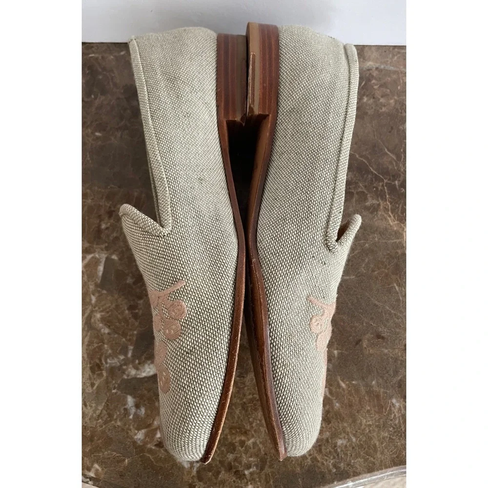 Stubbs & Wootton Palm Beach Womens Linen Floral Embroidered Loafers Coastal 9